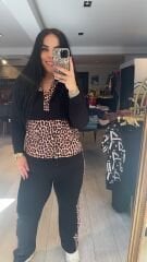 leopar detaylı kapüşonlu eşofman takımı