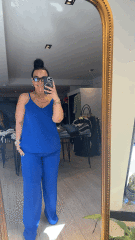 ayrobin kumaş ip askılı mavi takım