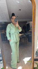 kruvaze kraş model su yeşili takım